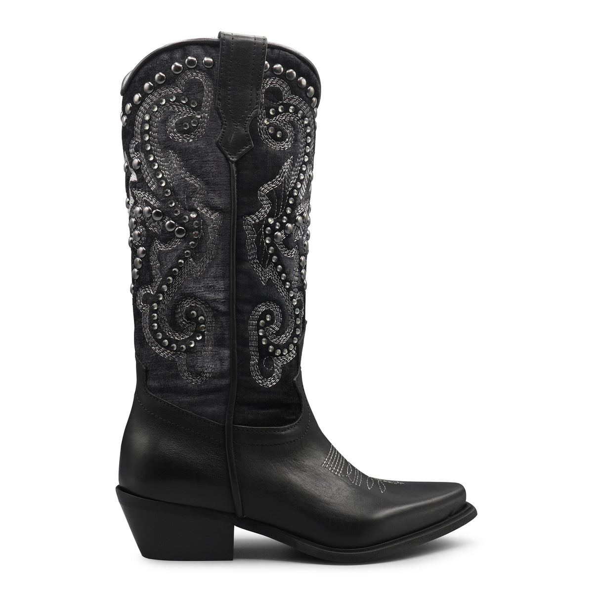 GISEL13 - Black/Grey Embellished Cowboy