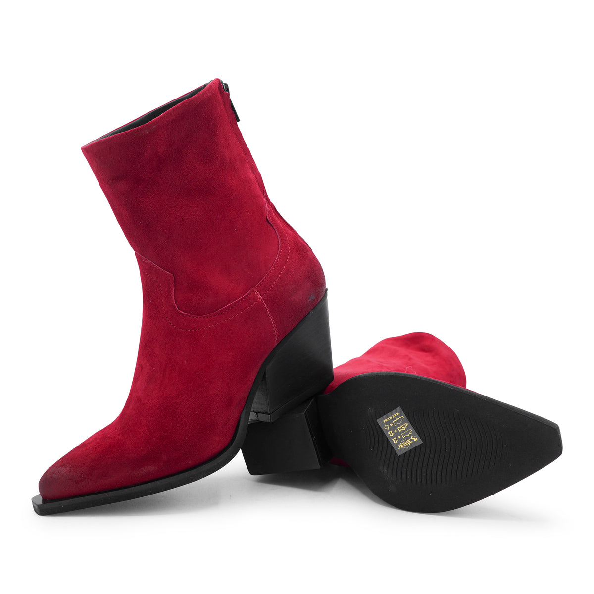 F702K1 - Red Zipped Ankle Boot