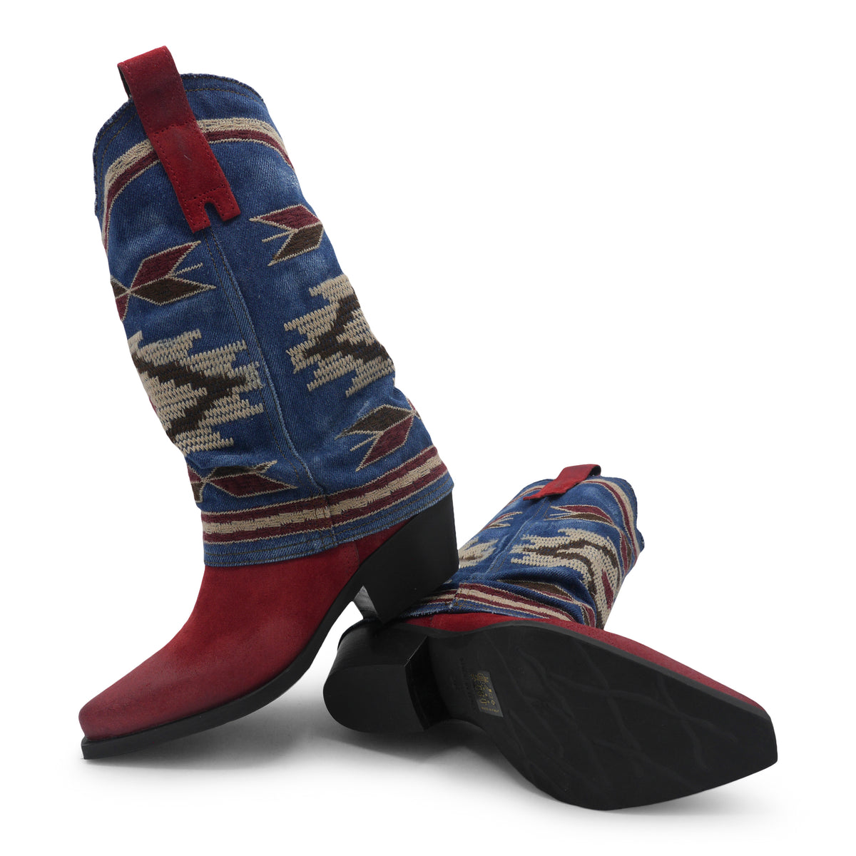 IZEL - Red/Denim Jeans Aztec Boot