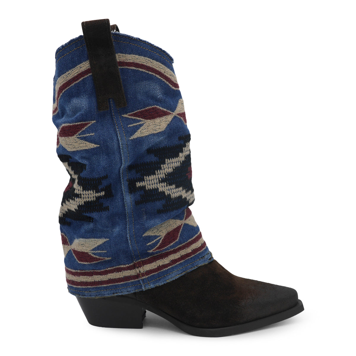 IZEL Choc Brown/Denim Jeans Aztec Boot