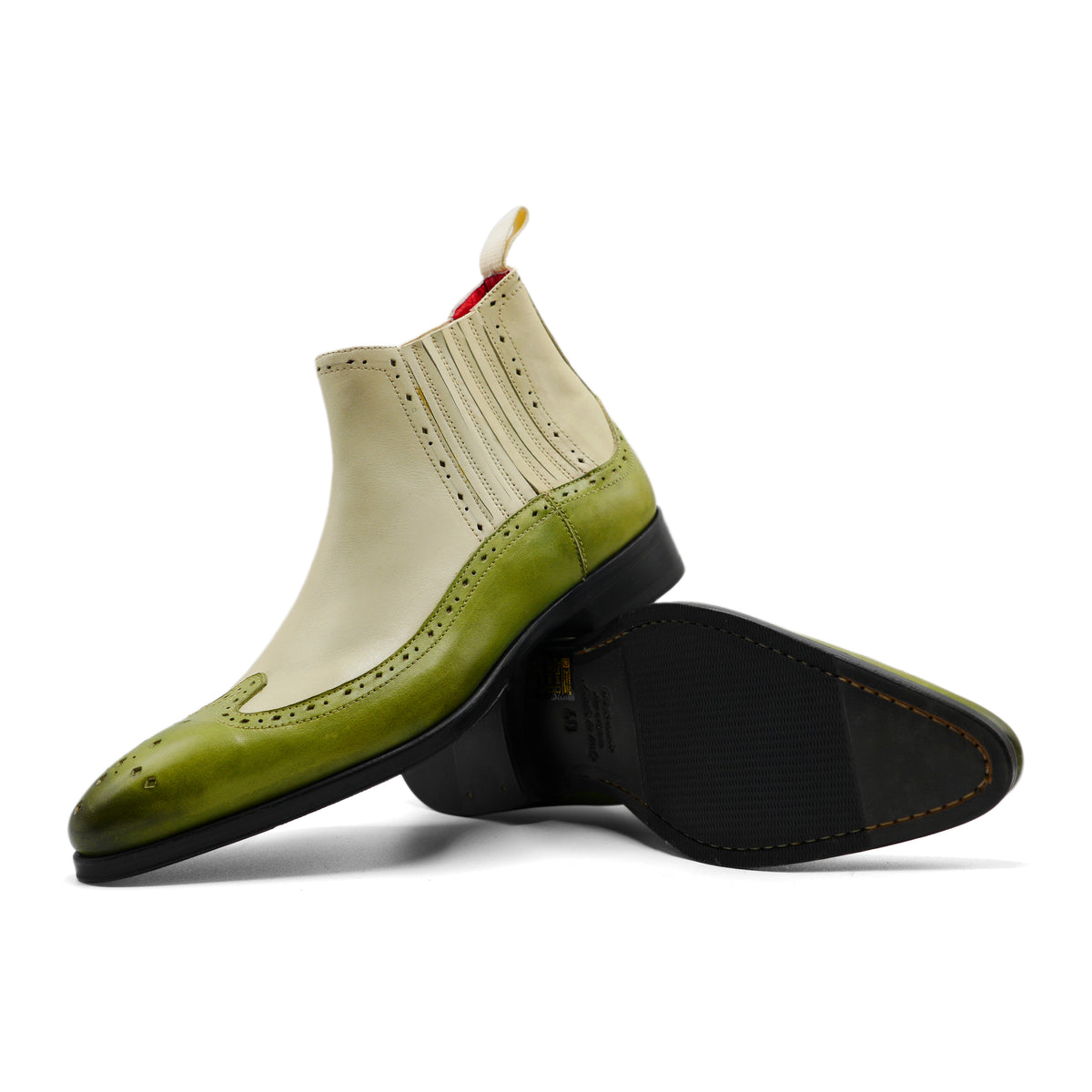 1365 - Green/ Beige Chelsea Brogue
