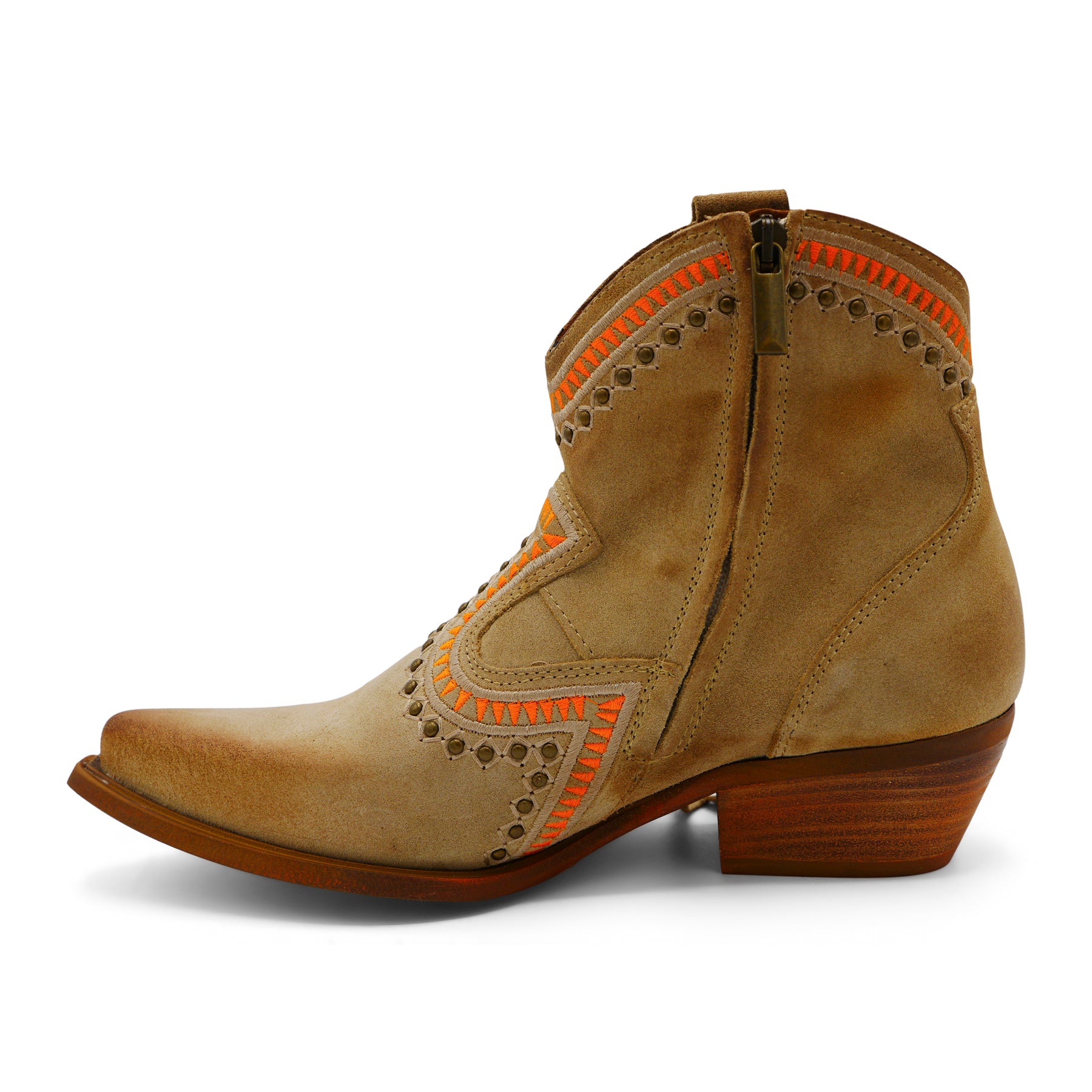 Apache05 - Beige/Arancino Ankle Western Side Tassel