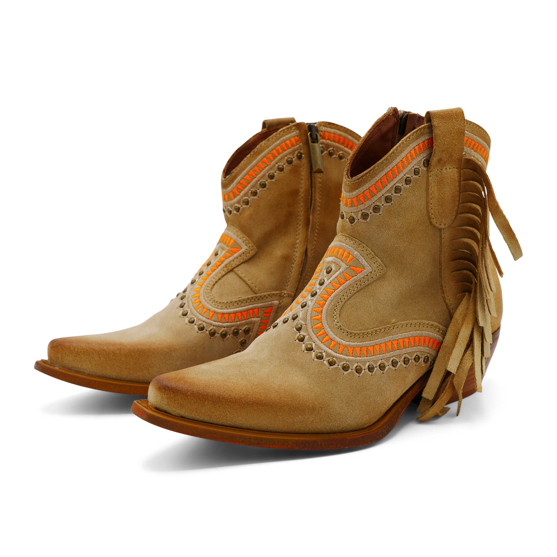 Apache05 - Beige/Arancino Ankle Western Side Tassel