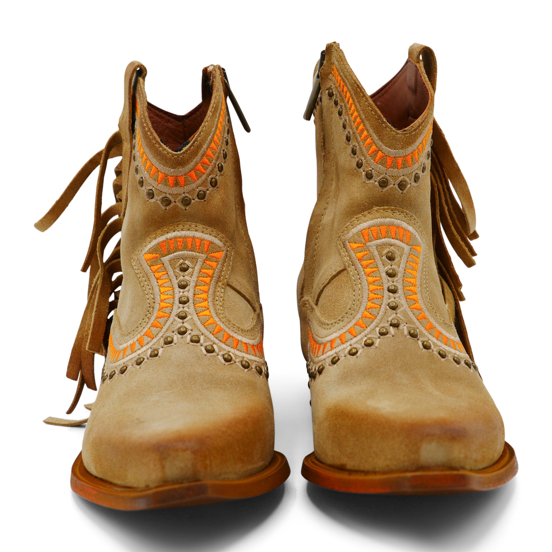 Apache05 - Beige/Arancino Ankle Western Side Tassel