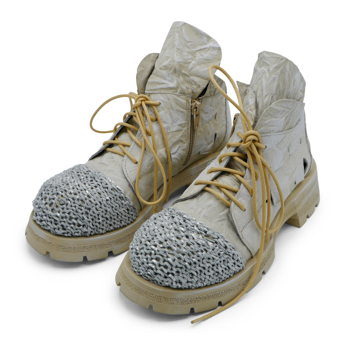 Rick Bej  - Beige Rose Knitted Toe Ankle Boot
