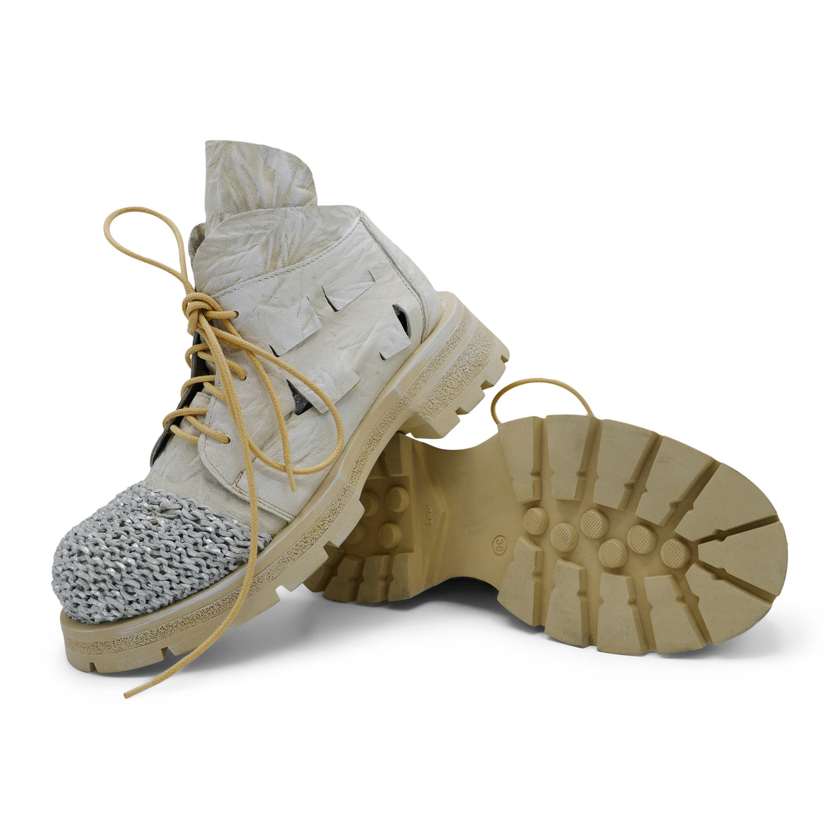 Rick Bej  - Beige Rose Knitted Toe Ankle Boot