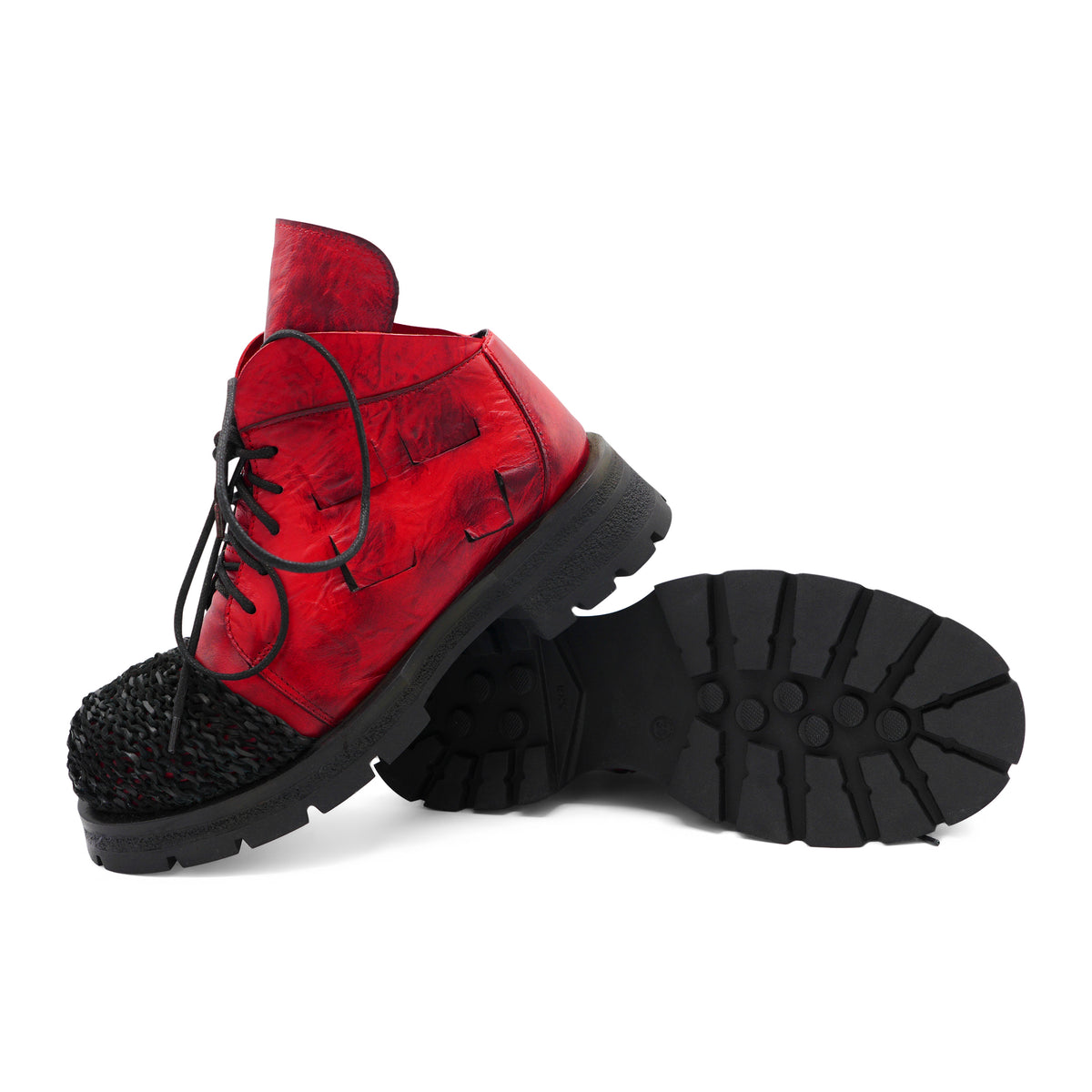 Rick Rosu - Red Knitted Toe Ankle Boot