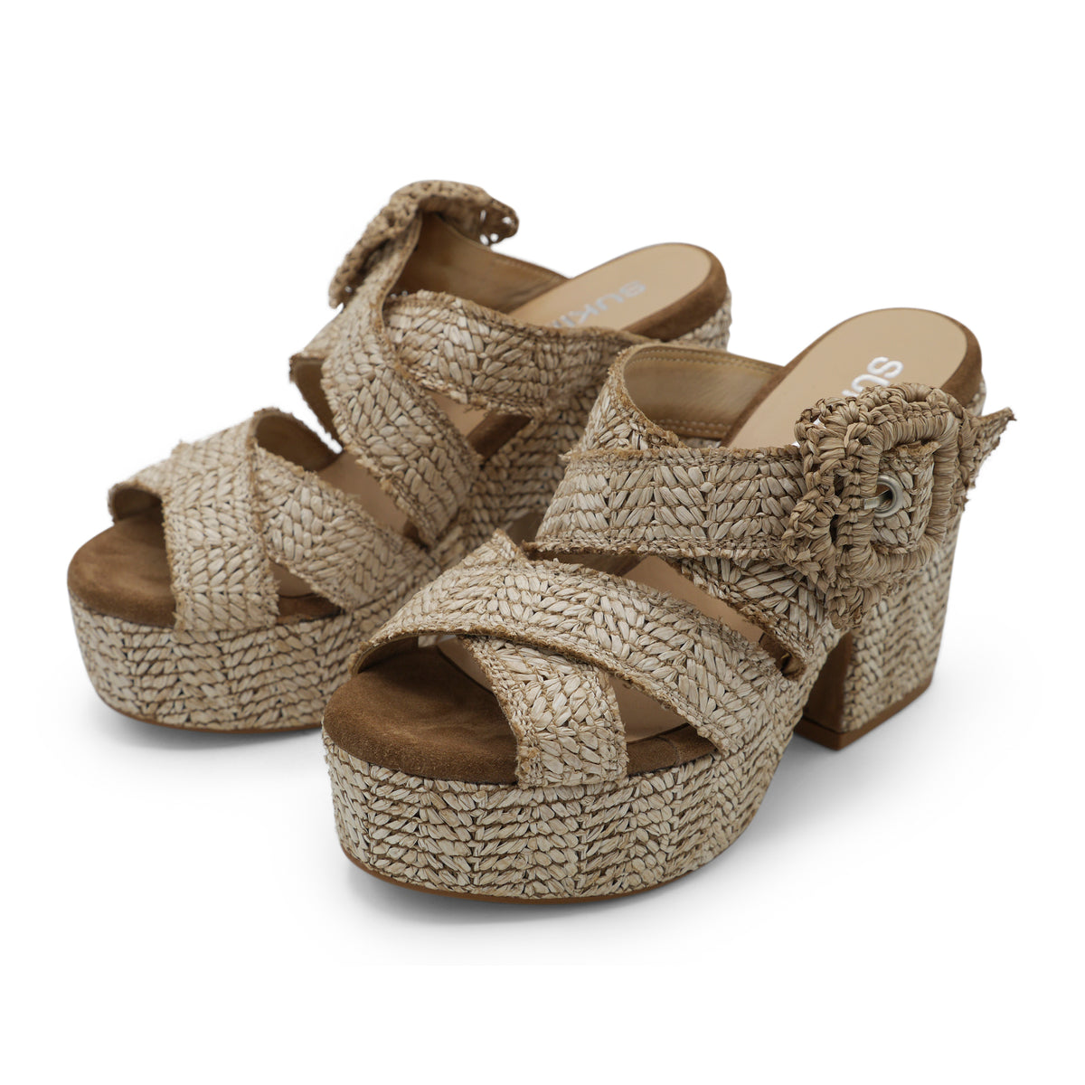 F96345 - Beige Hessian Plateau Sandal
