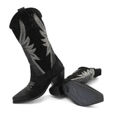 DX834 - Black Perforated Leather Diamante Wings