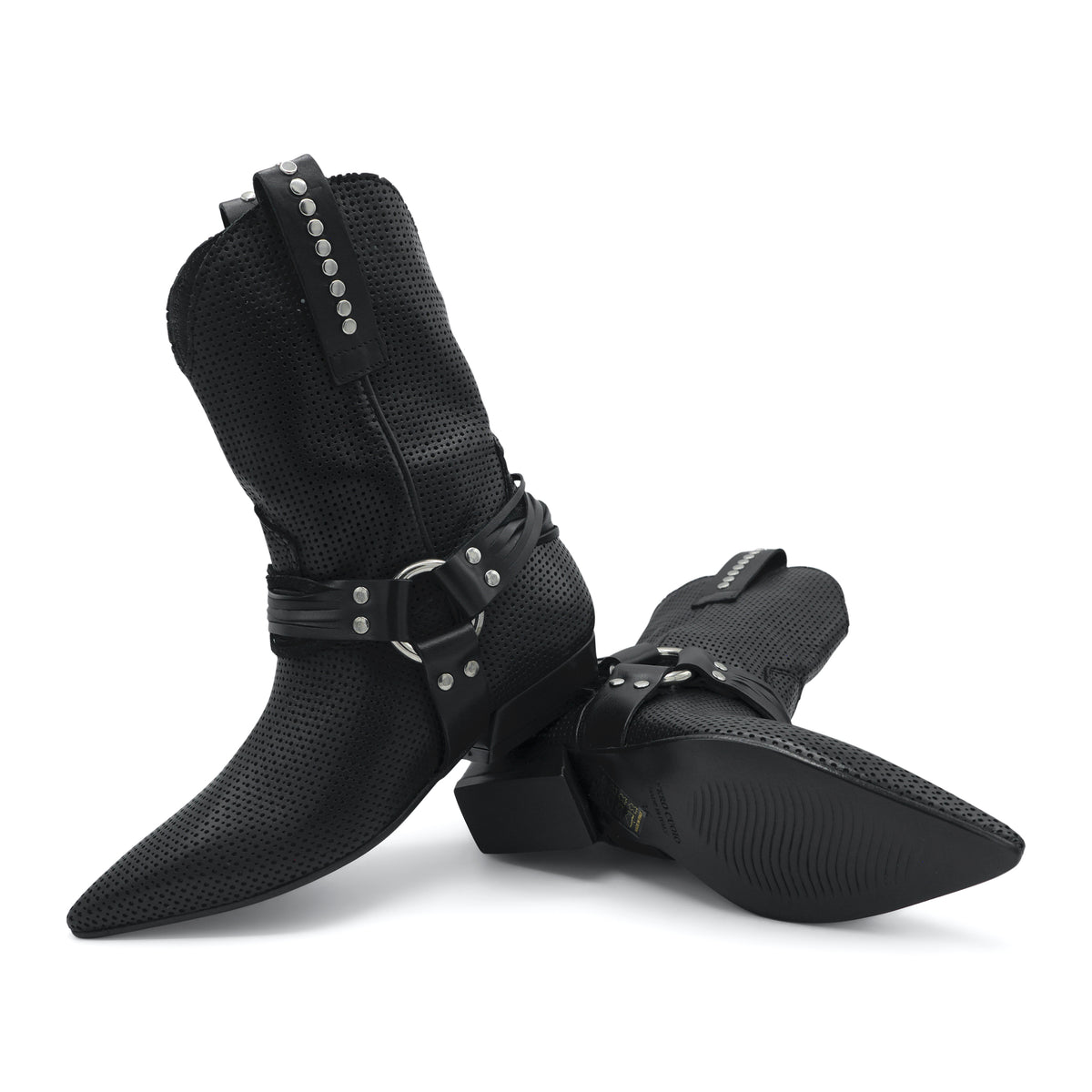 M6726M4 - Perforated leather Ankle Western Harness Boot