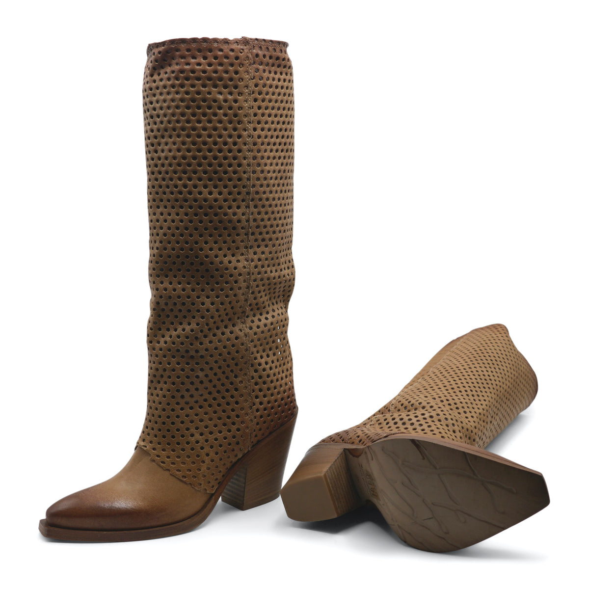 XD2009 - Light Taupe Knee High Perforated