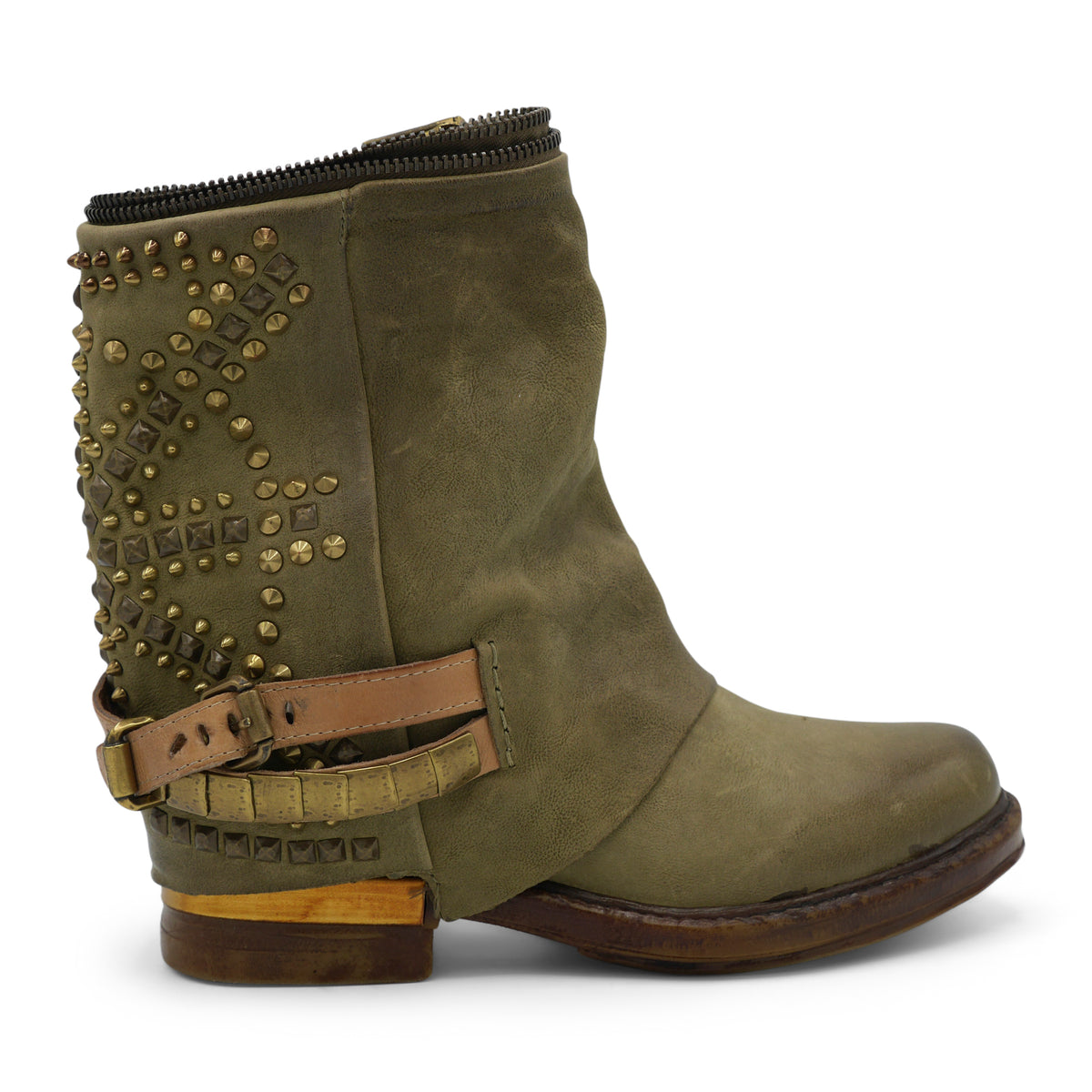 AS98 REBEL UNION - Green Studded Biker