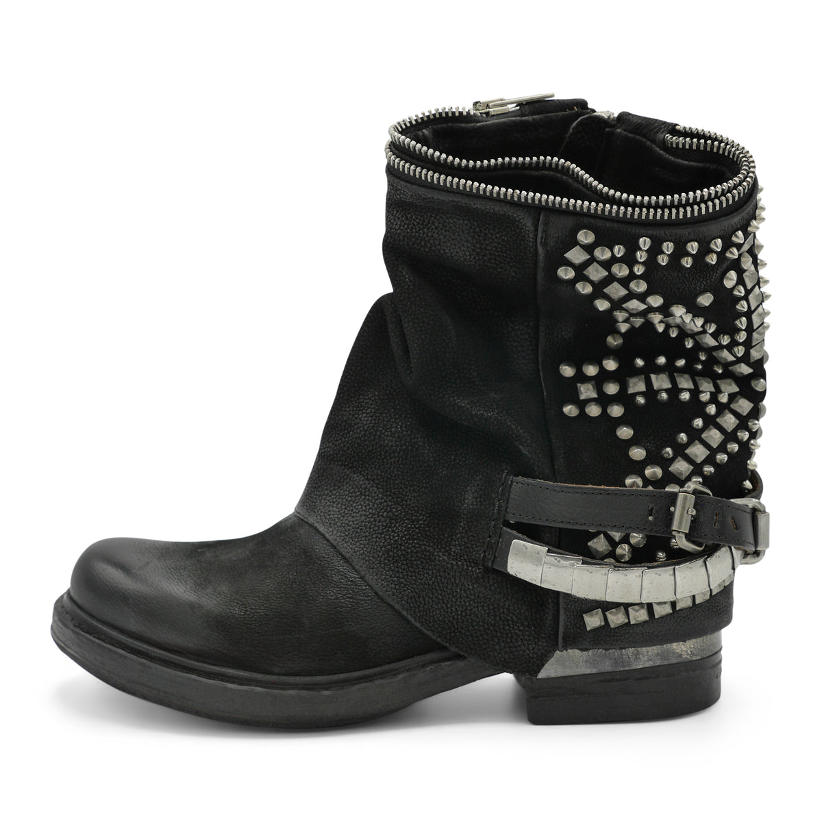 AS98 REBEL UNION - Black Studded Biker