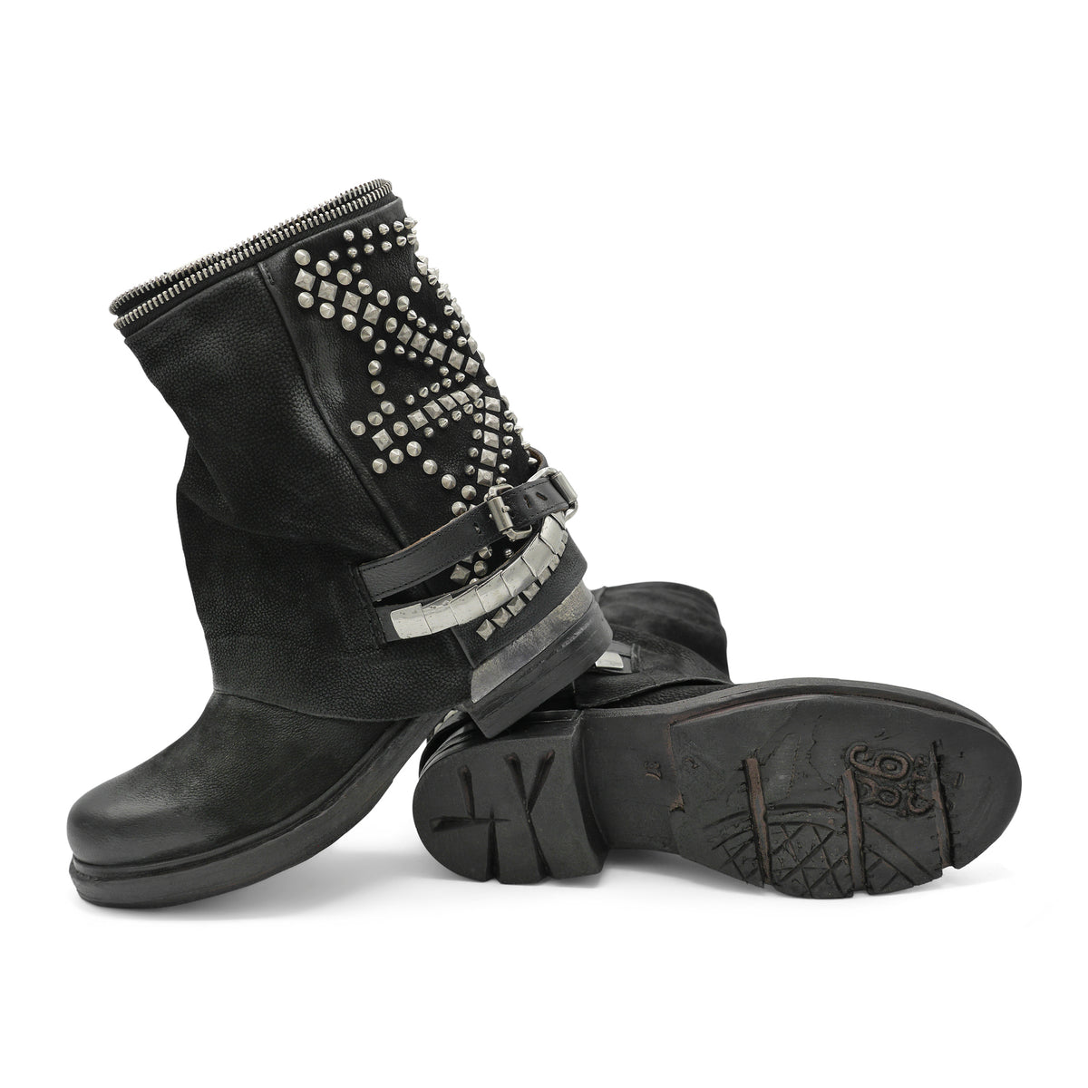 AS98 REBEL UNION - Black Studded Biker