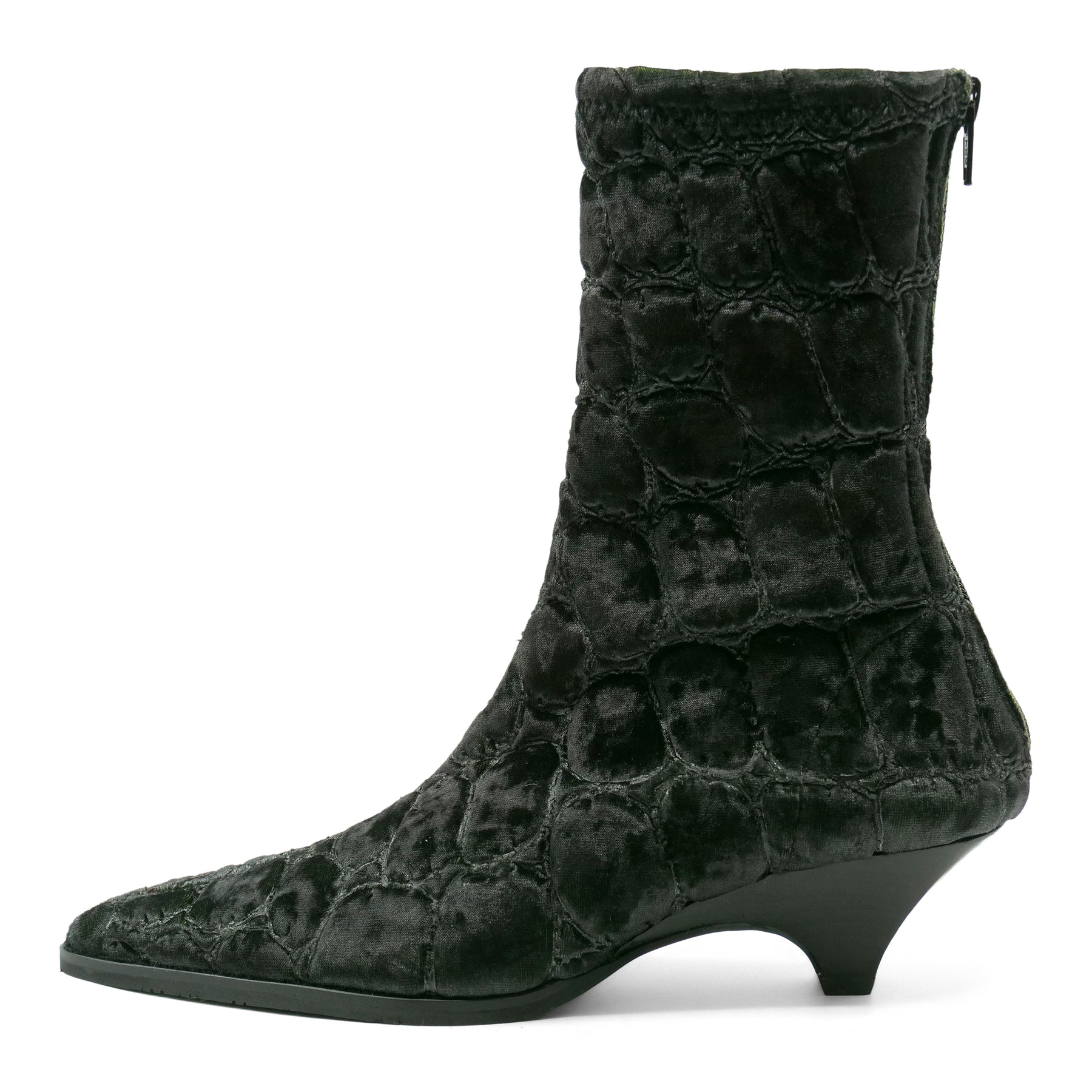 Gavial8251 - Black/ Green Exotic Lycra Sock Boot