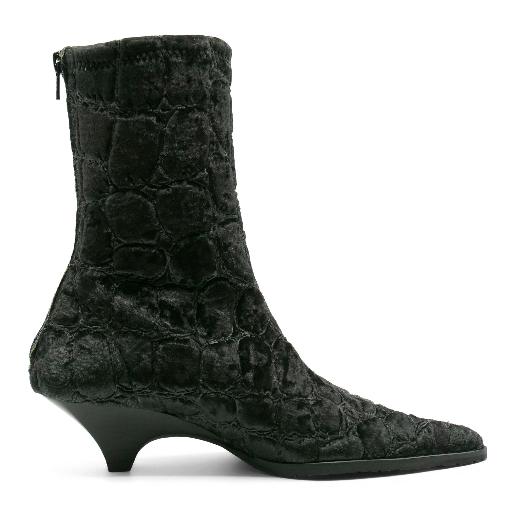 Gavial8251 - Black/ Green Exotic Lycra Sock Boot