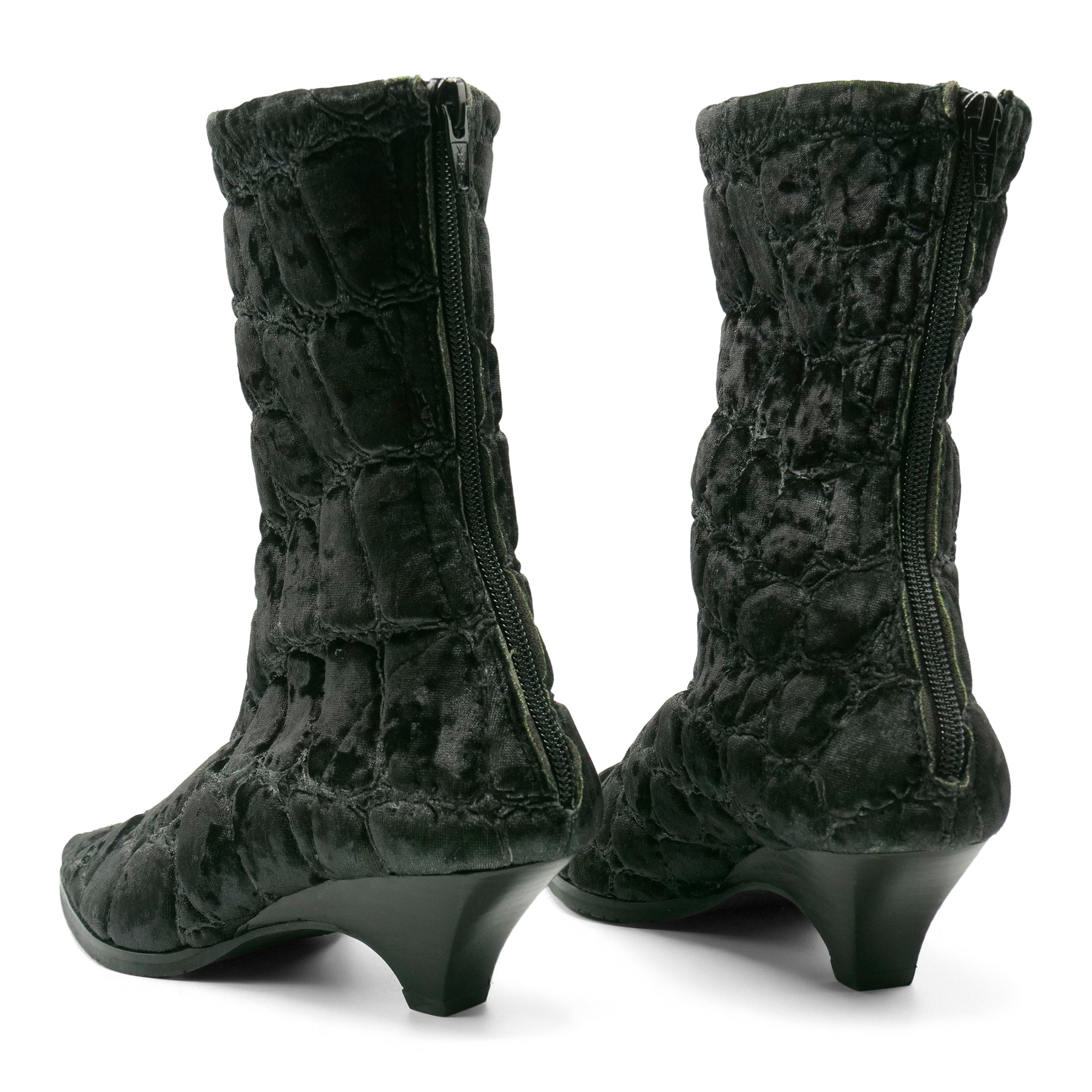 Gavial8251 - Black/ Green Exotic Lycra Sock Boot