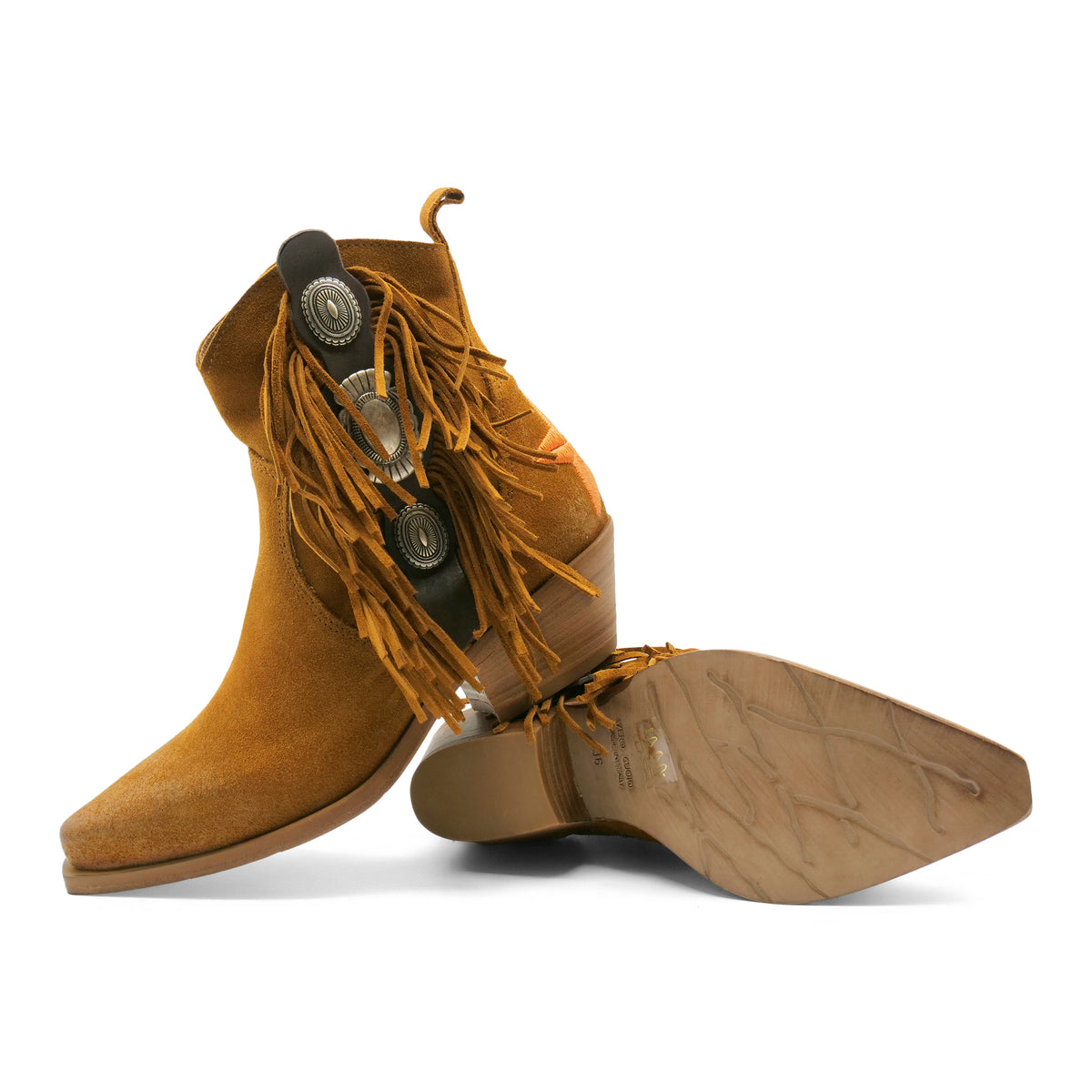 DX2430 - Tan Fringed / Orange Star Ankle Boot