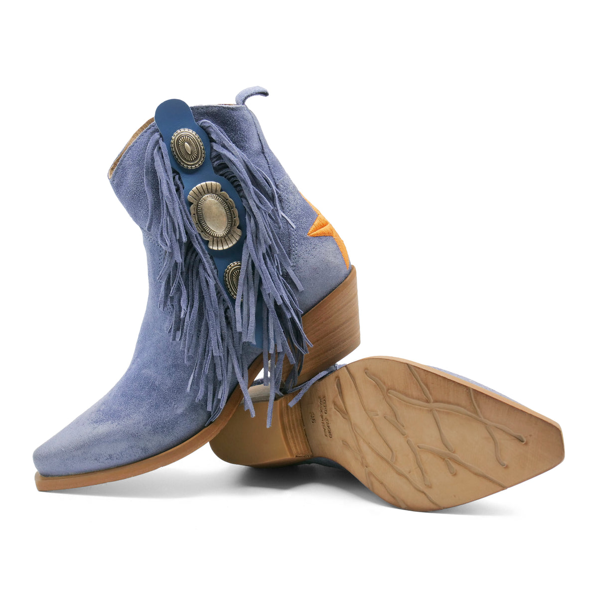 DX2430 - Blue Fringed / Orange Star Ankle Boot