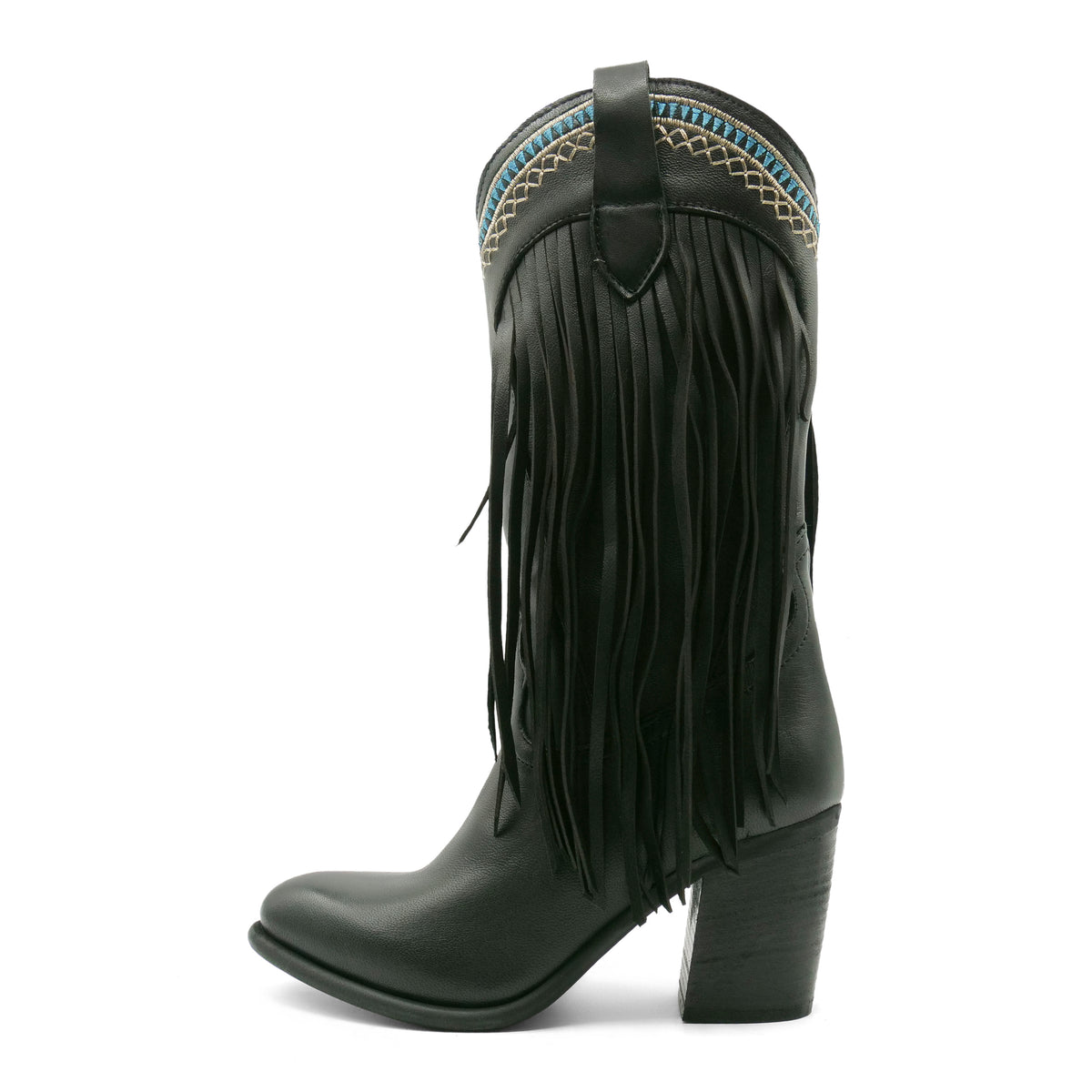FLOR09 - Black / Turquoise Tassels