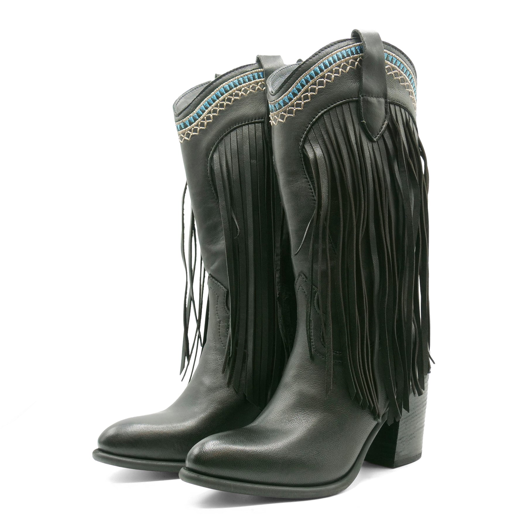 FLOR09 - Black / Turquoise Tassels