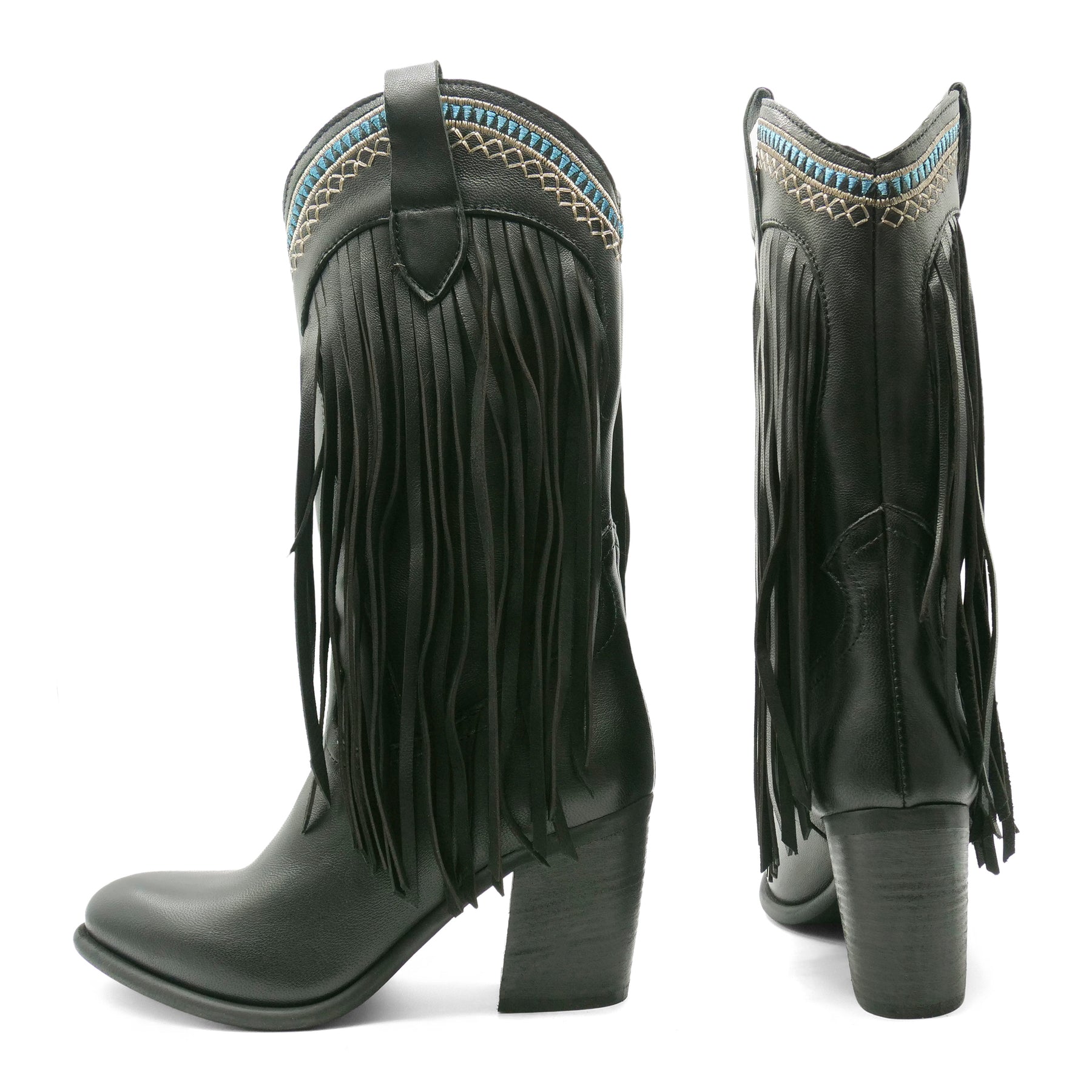 FLOR09 - Black / Turquoise Tassels