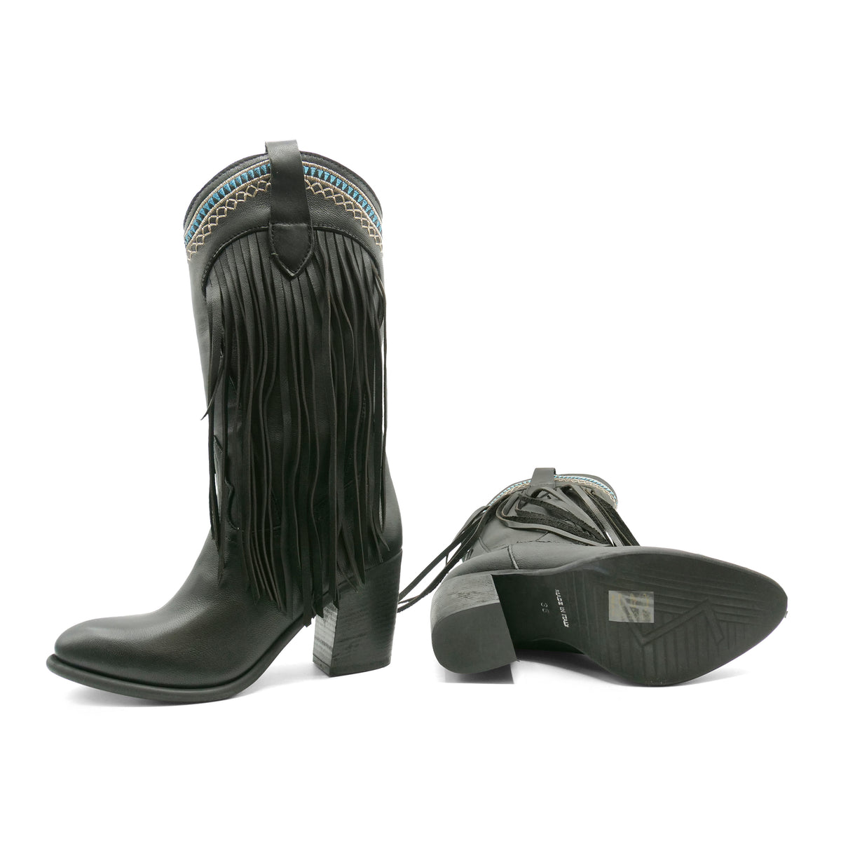 FLOR09 - Black / Turquoise Tassels