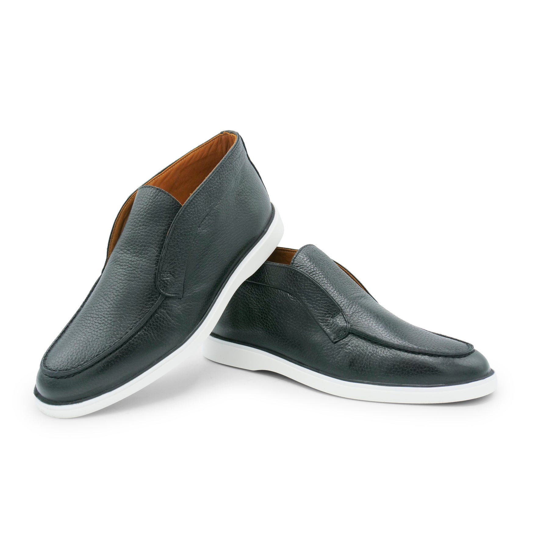 6060 - Black Leather Ankle Loafers