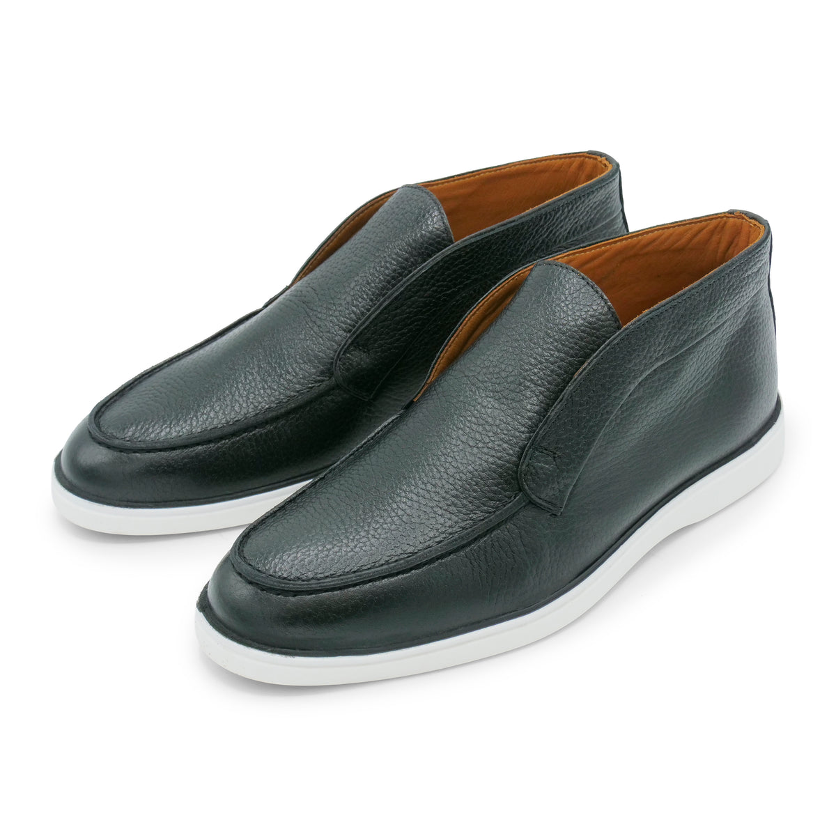 6060 - Black Leather Ankle Loafers