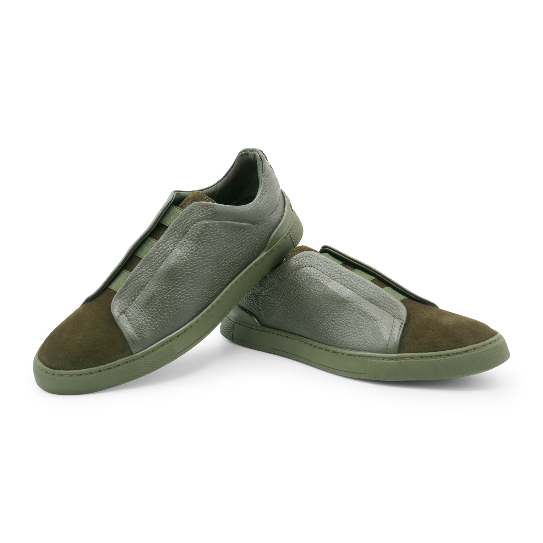 6948 - Military Green Leather COMBI Slip On