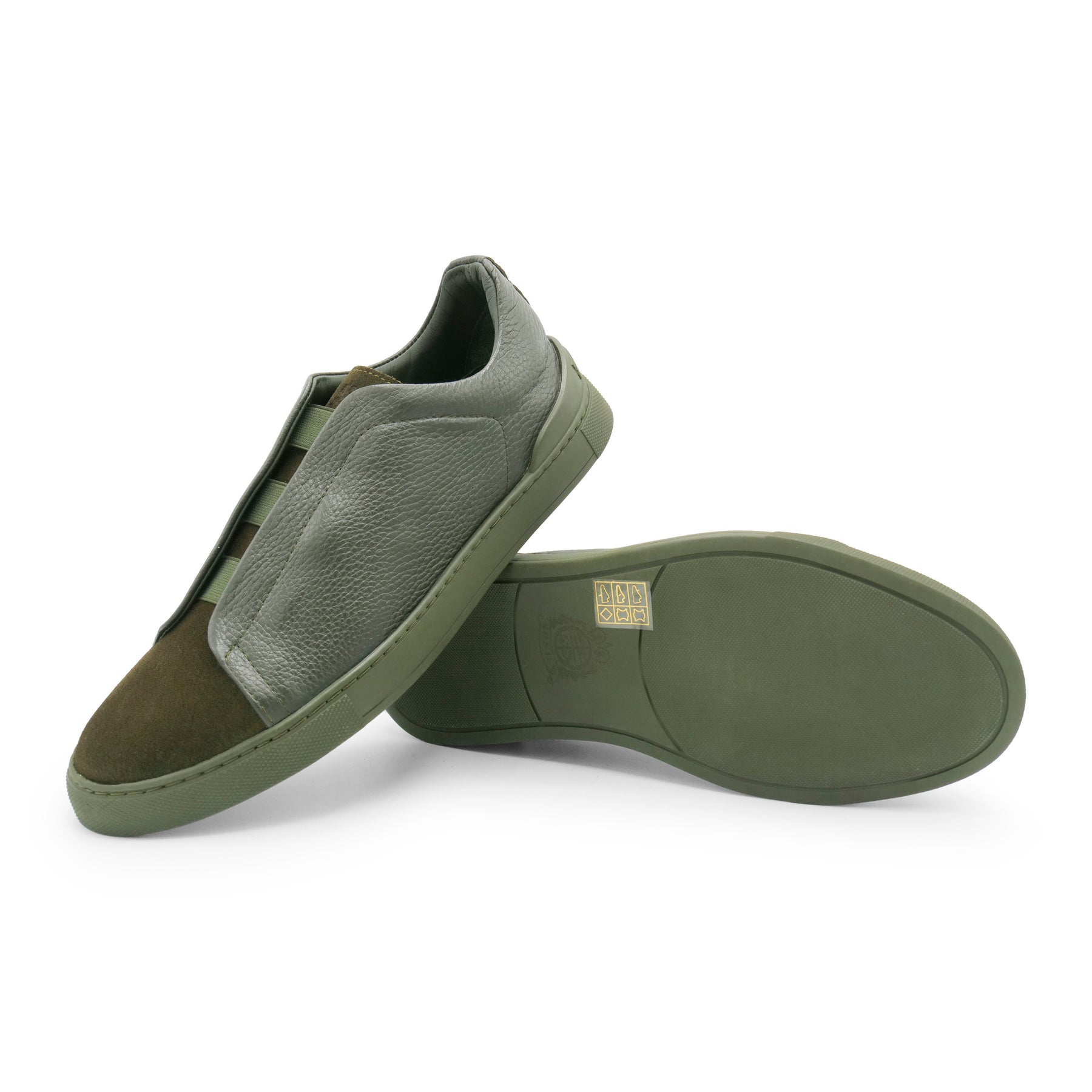 6948 - Military Green Leather COMBI Slip On