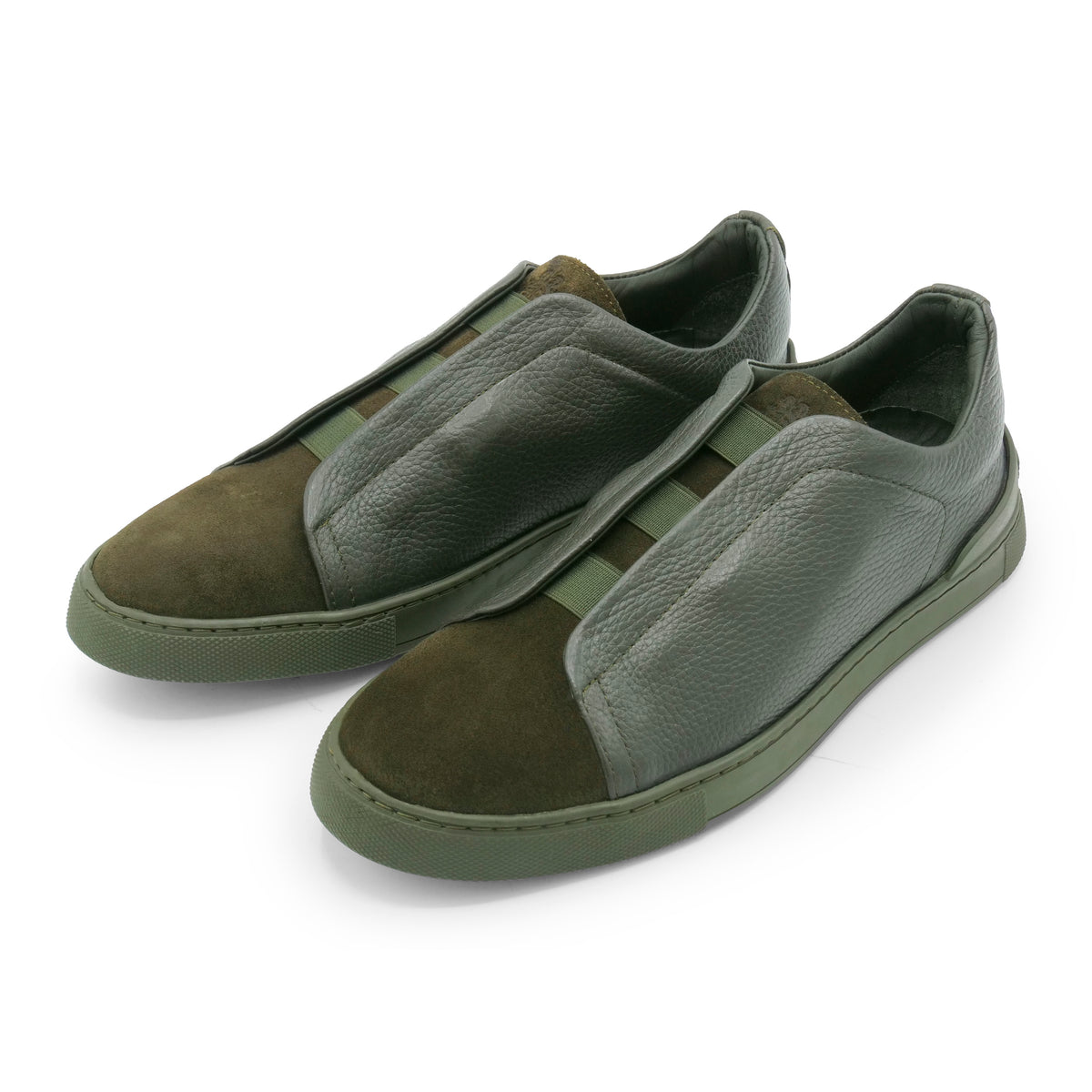 6948 - Military Green Leather COMBI Slip On