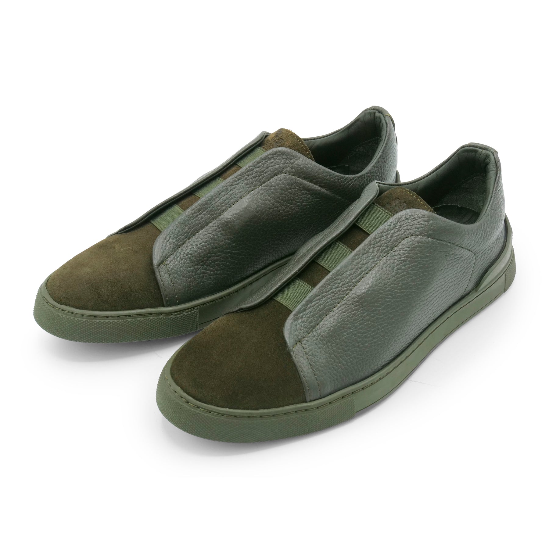 6948 - Military Green Leather COMBI Slip On