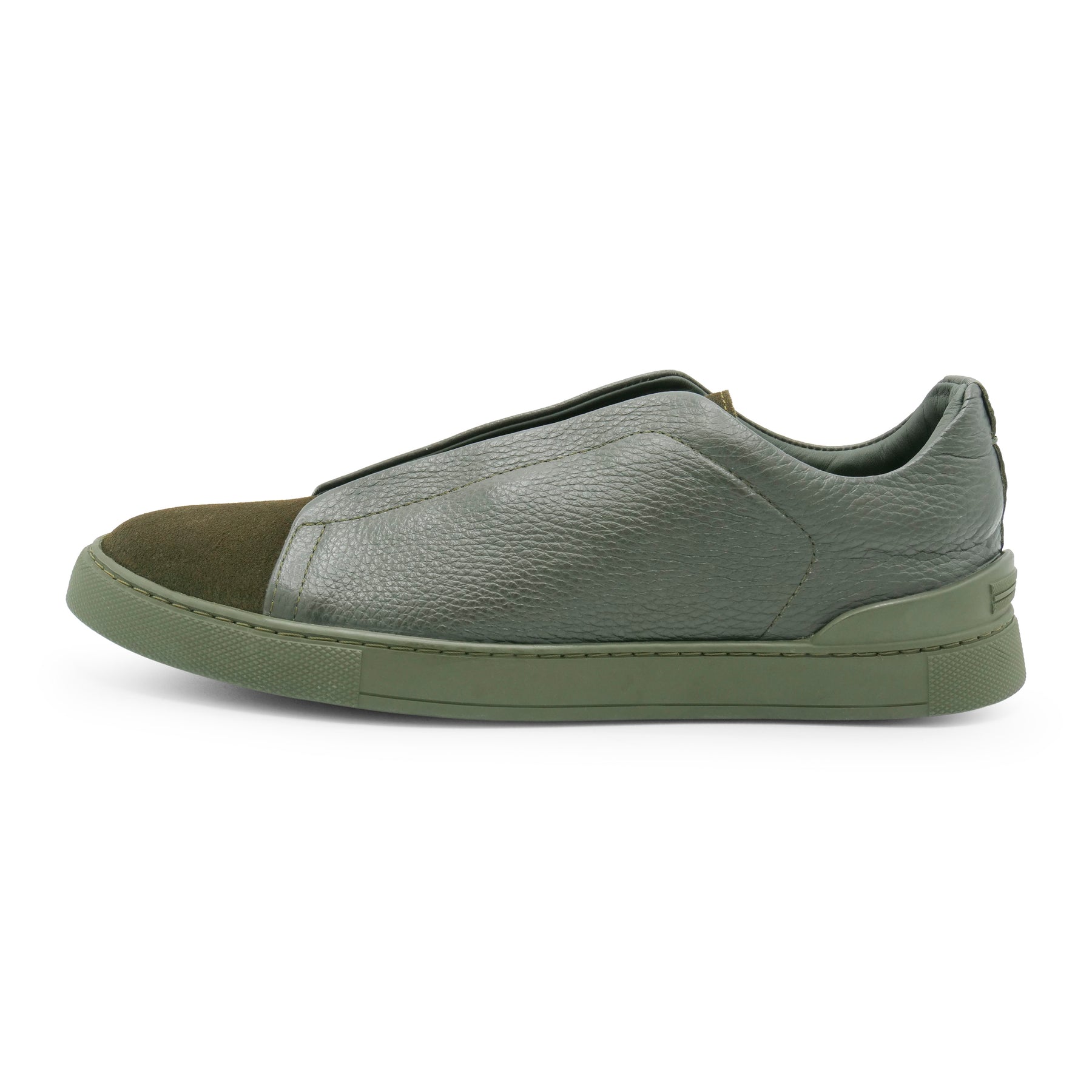 6948 - Military Green Leather COMBI Slip On