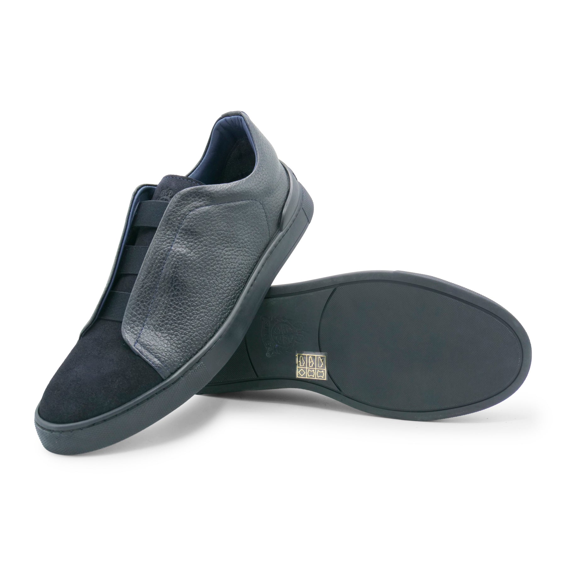 6948 - Navy Blue Leather COMBI Slip On