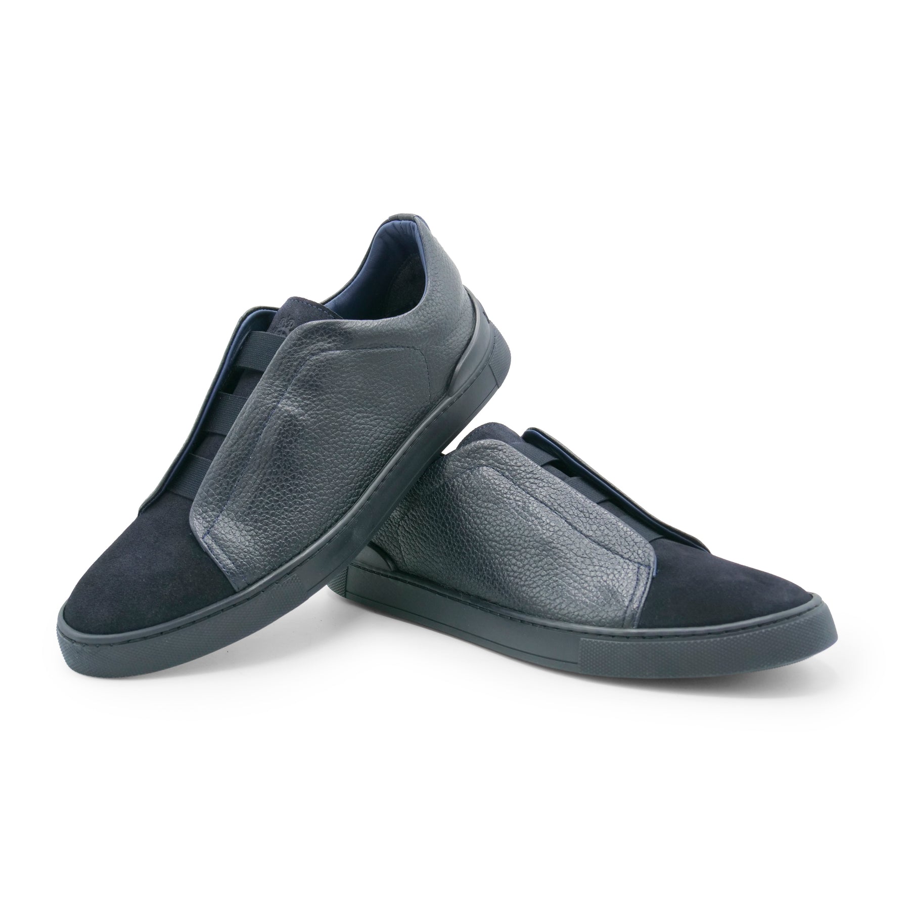 6948 - Navy Blue Leather COMBI Slip On