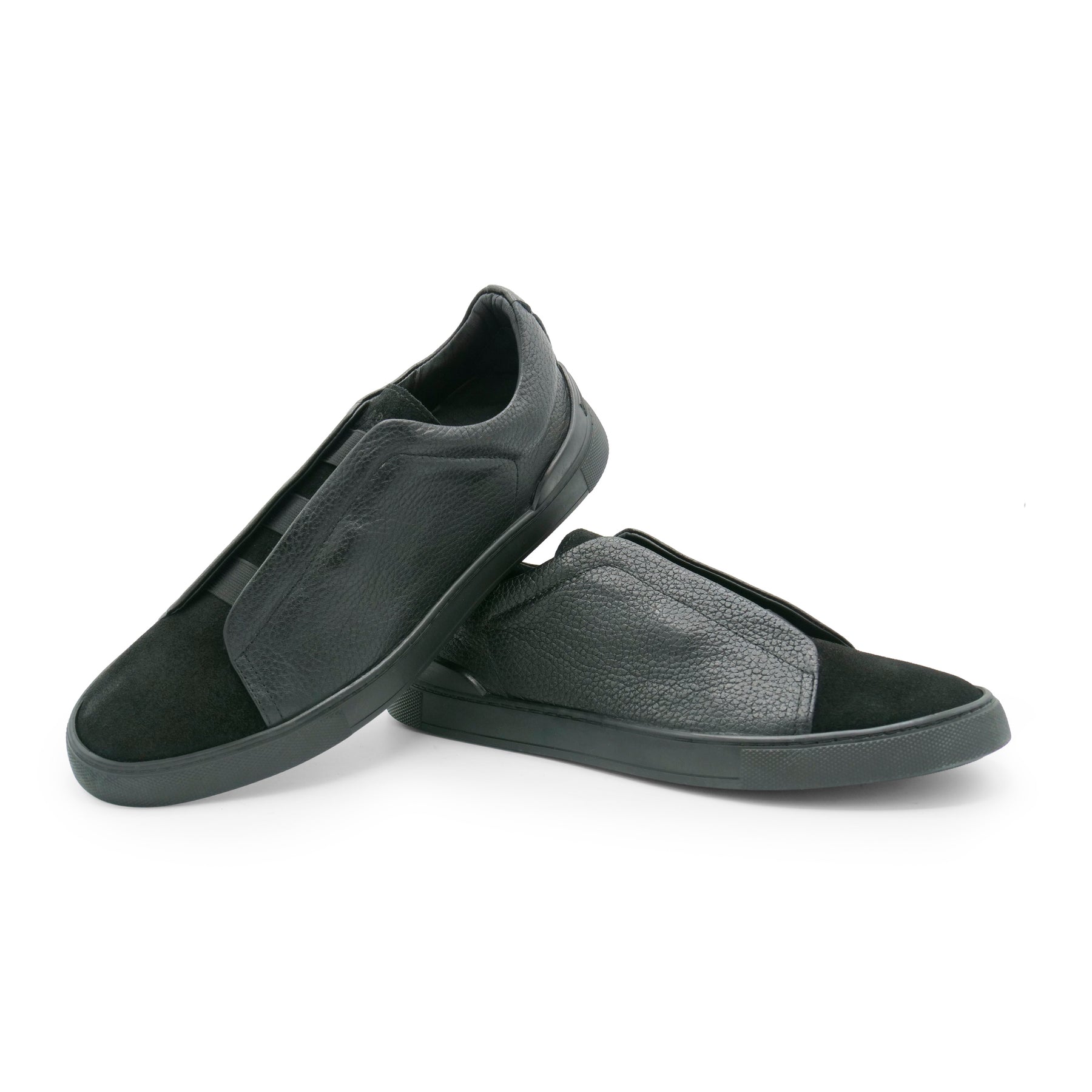 6948 - Black Leather COMBI Slip On