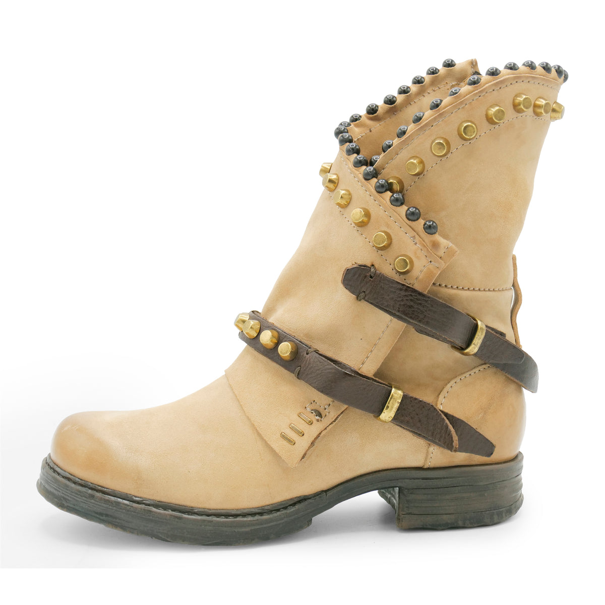 61045 - Beige Studded Biker
