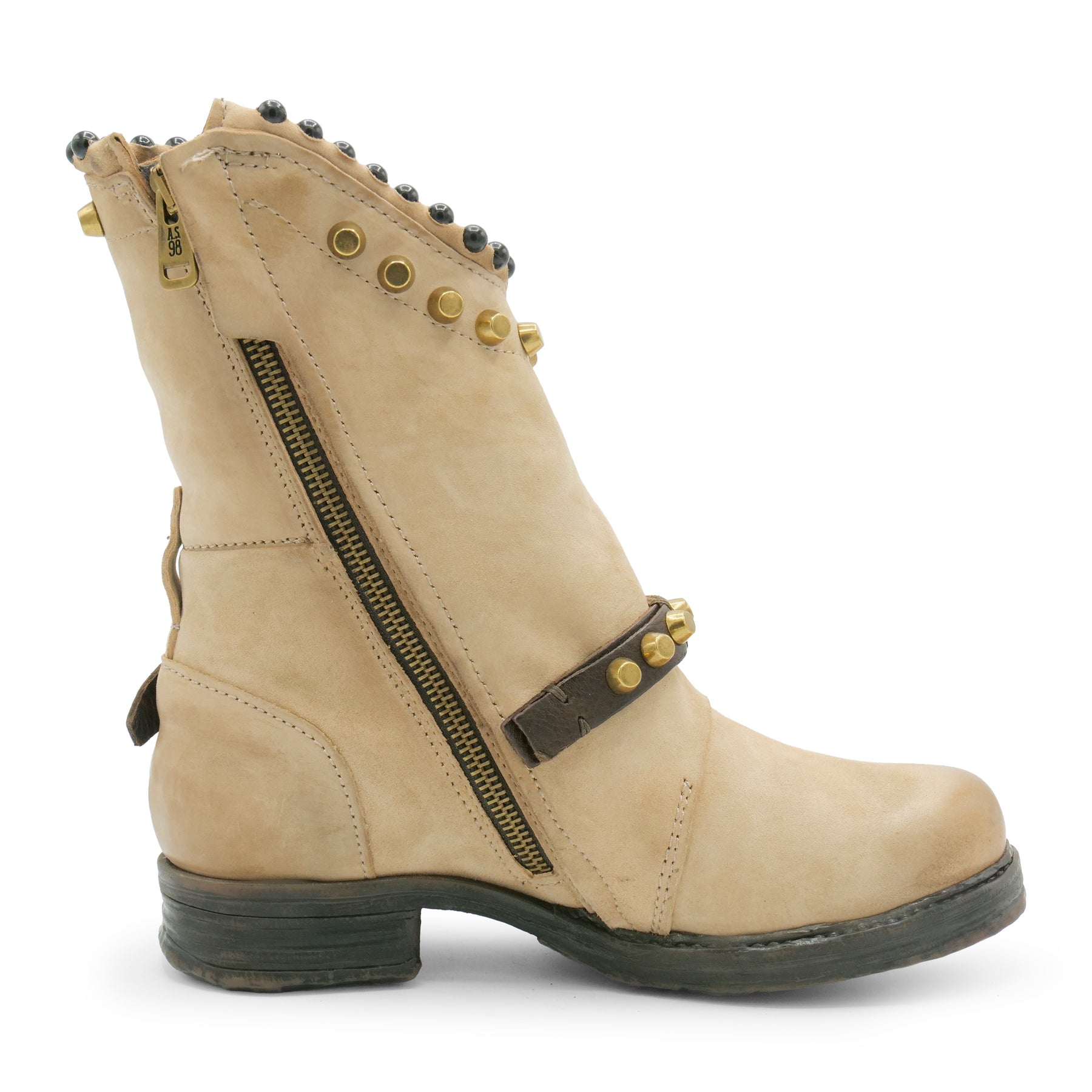 61045 - Beige Studded Biker