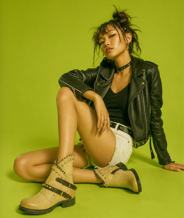 61045 - Beige Studded Biker