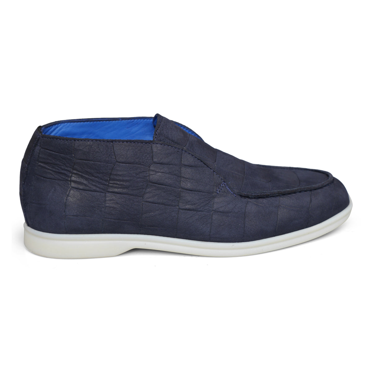 5514 - Navy Blue Nubuck Moc Croc