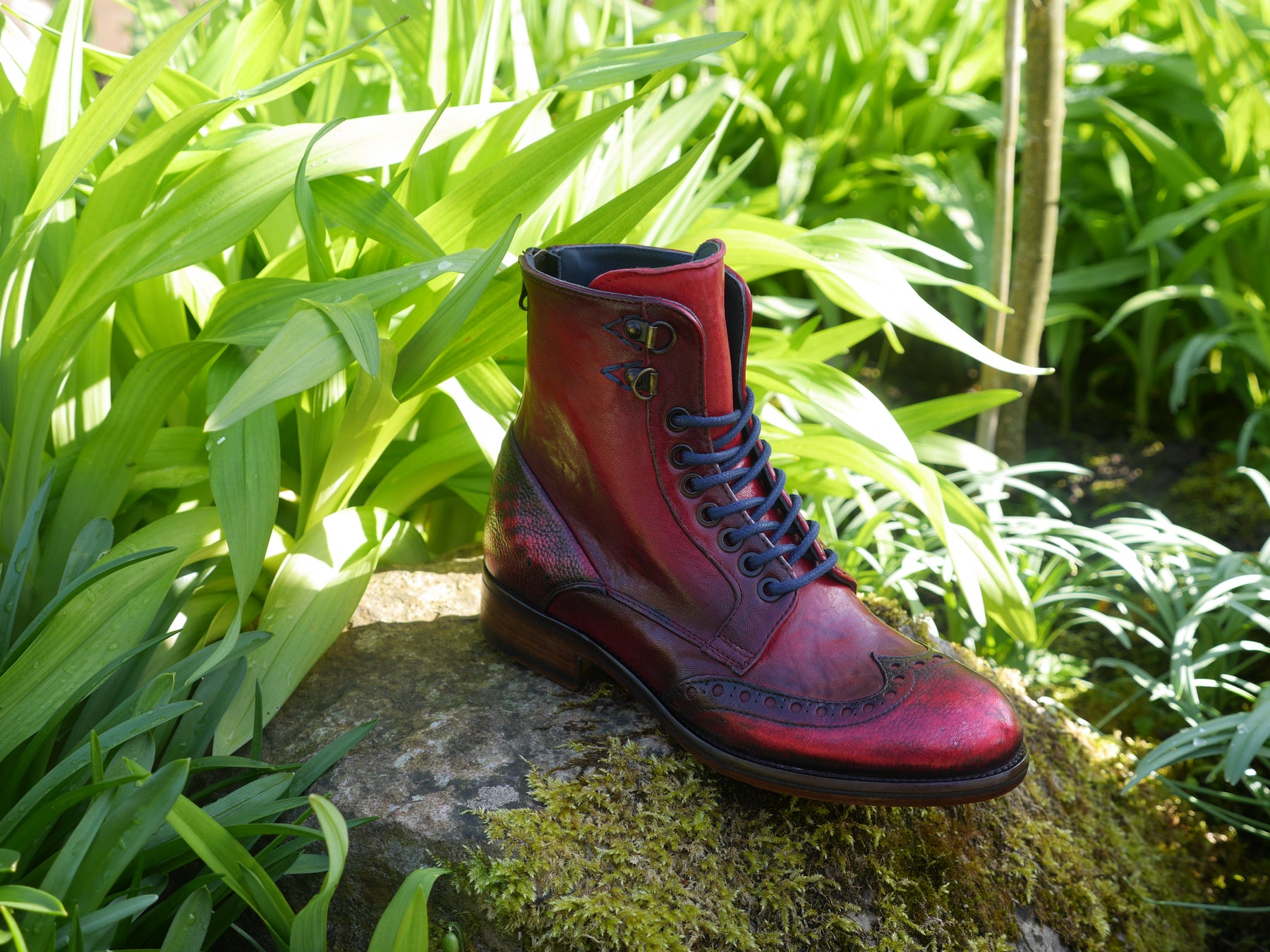 12385 - Hand Finished Red Ankle Boot