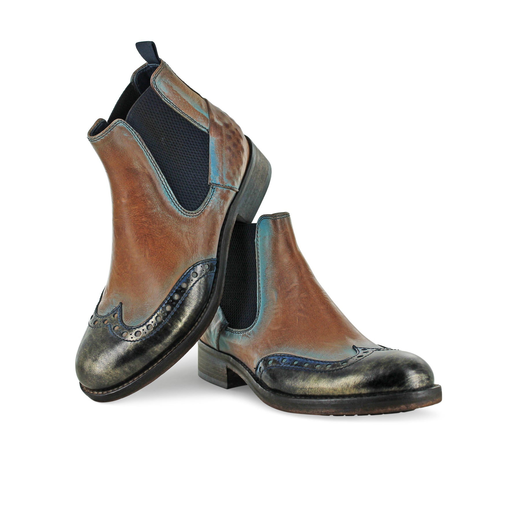 6541- Brown Antique Finish With Turquoise Edges
