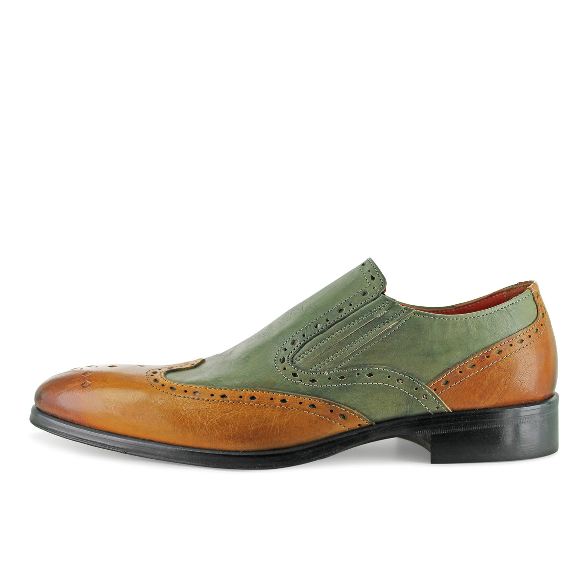 1350 - Tan And Green Slip On Brogue