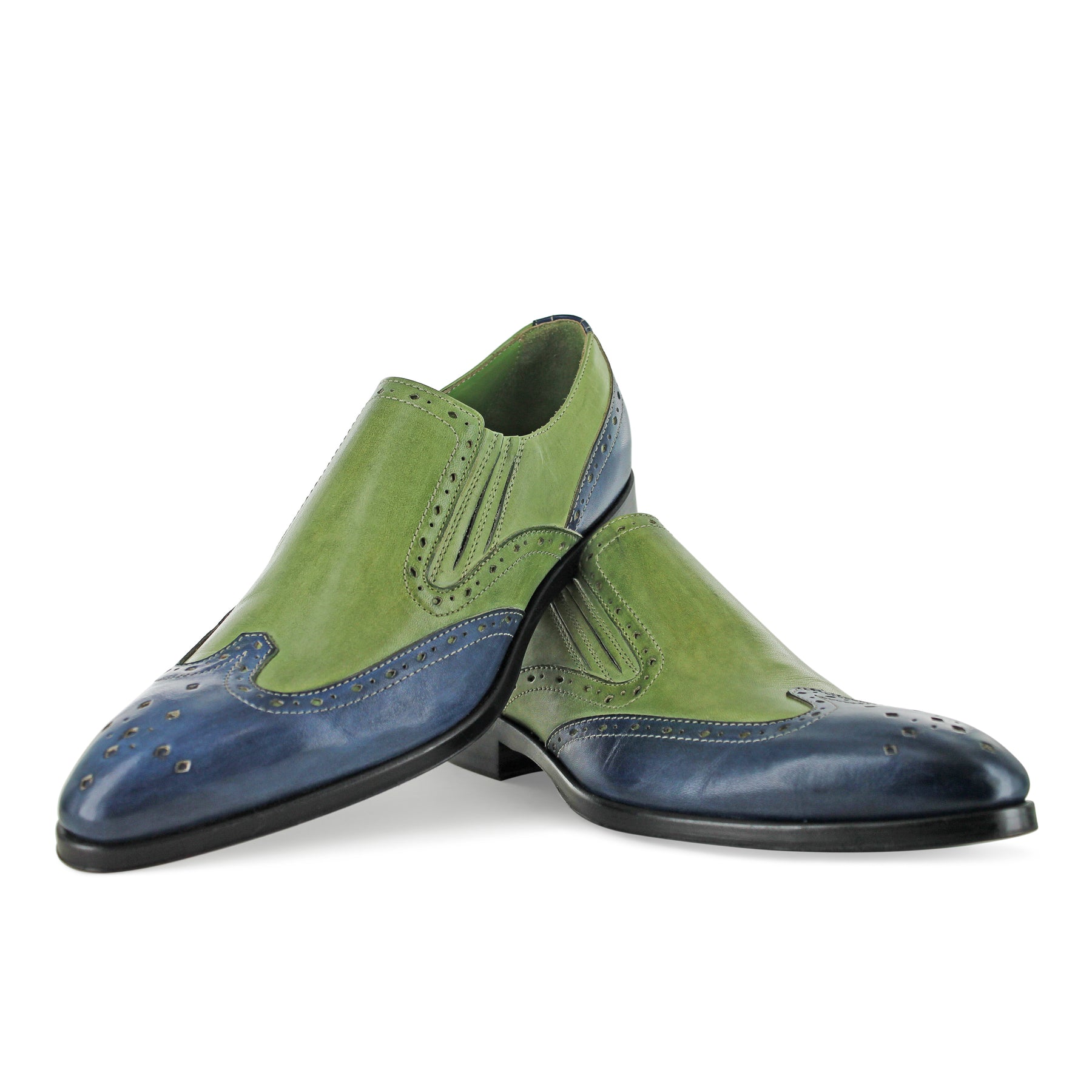 1350 - Green And Blue Slip On Brogue