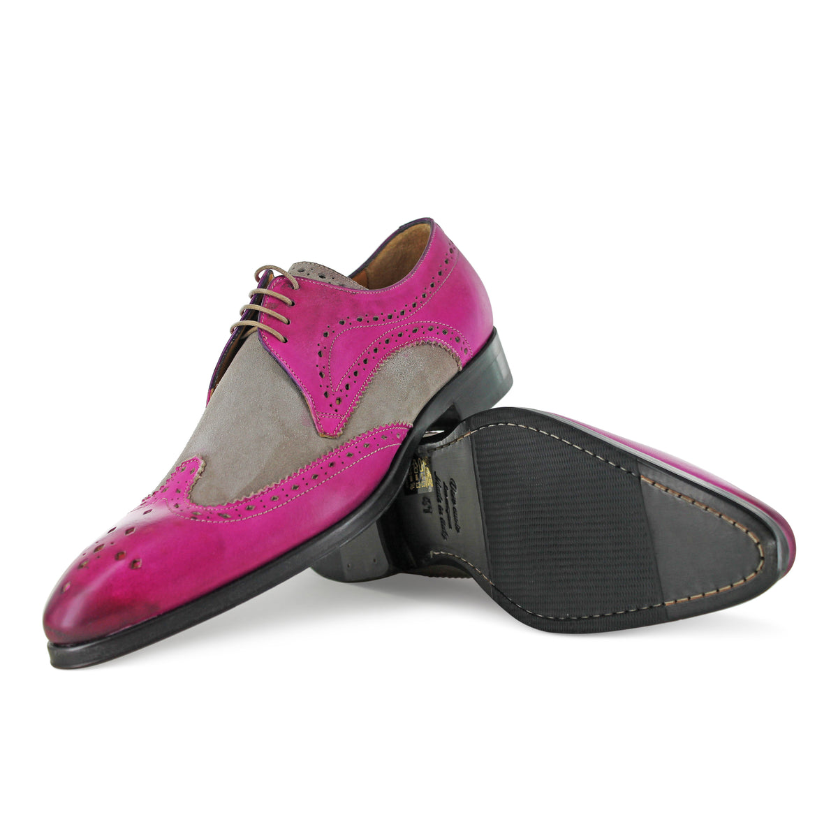 1312 - Fuchsia With Beige Brogue