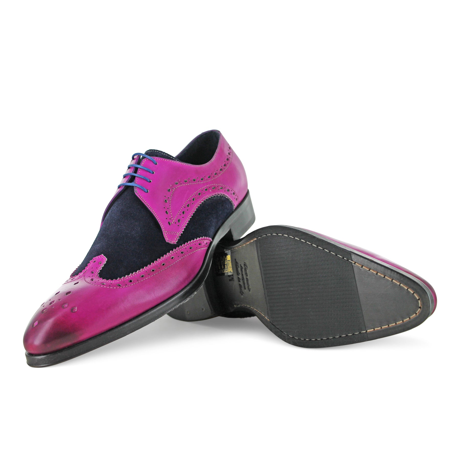 1312 - Fuchsia and Navy Suede Brogue