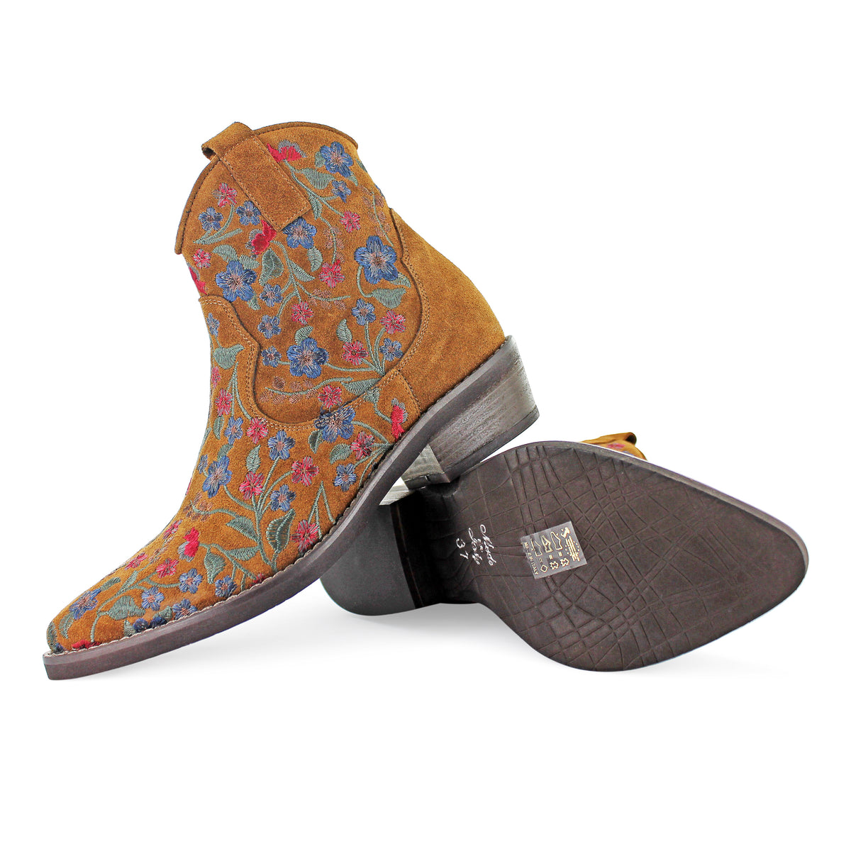 374Z15 - Brown Floral Suede Cowboy