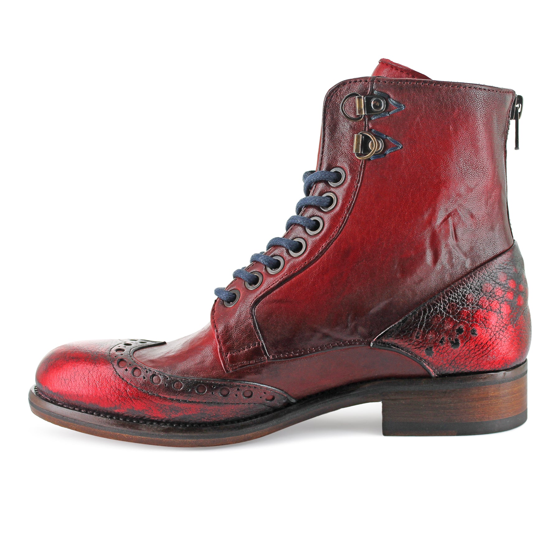 12385 - Hand Finished Red Ankle Boot