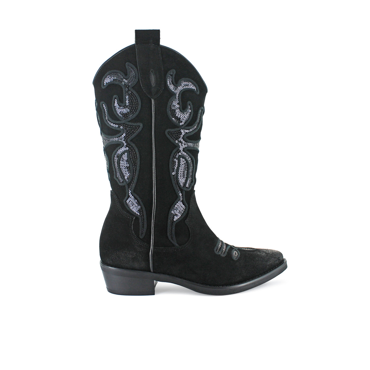 MU742 - Black Sequence Suede Cowboy